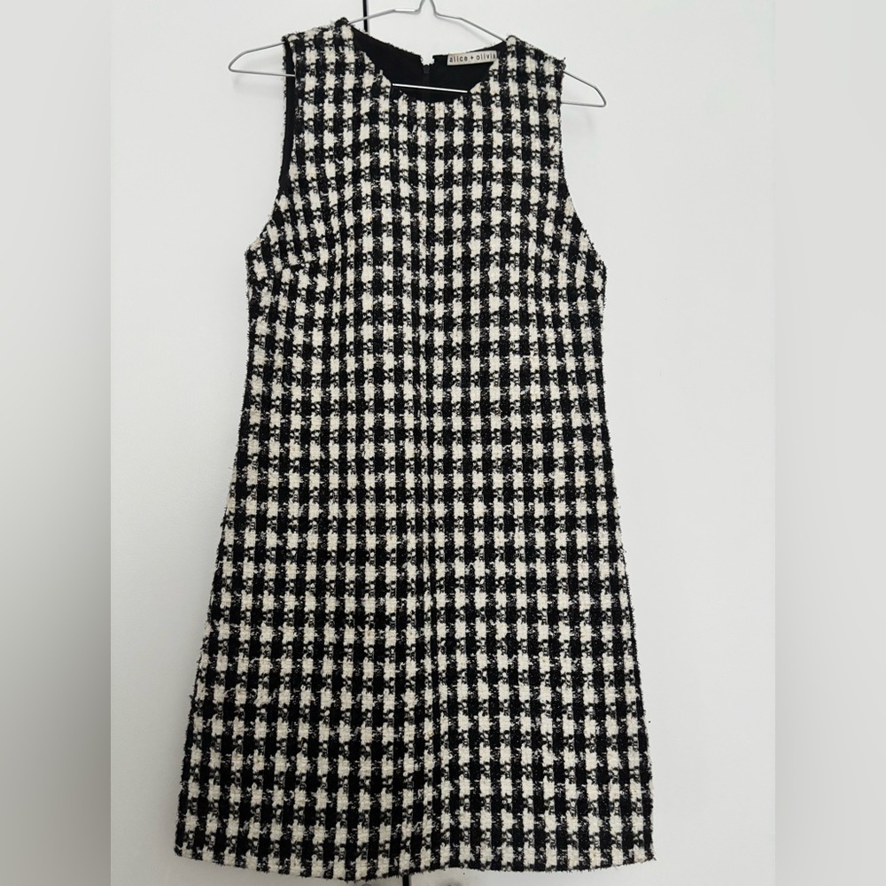 Alice + Olivia Black and White Houndstooth Dress